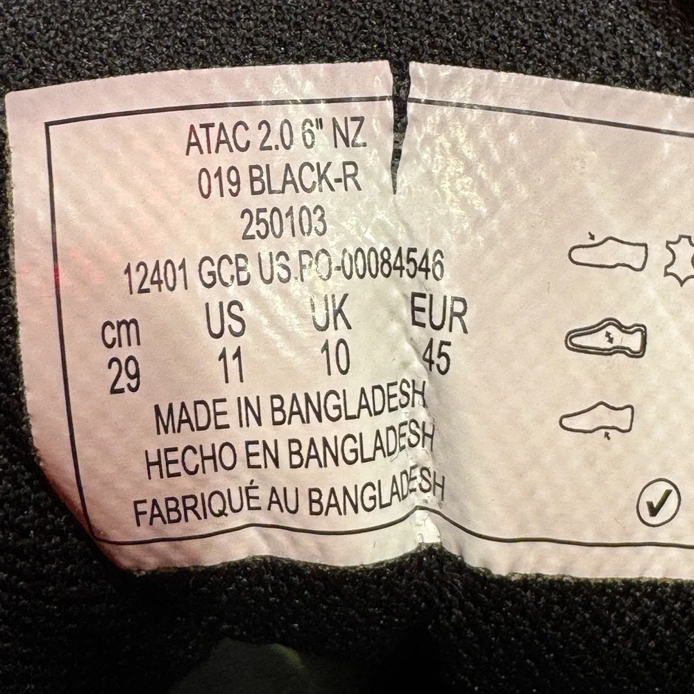 5.11 Tactical ATAC 2.0 6-inch Men's Sz 11 Tactical Work Range‎